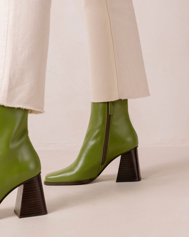 Bottines Alohas South Cuir Vert Femme | ROP-82954631