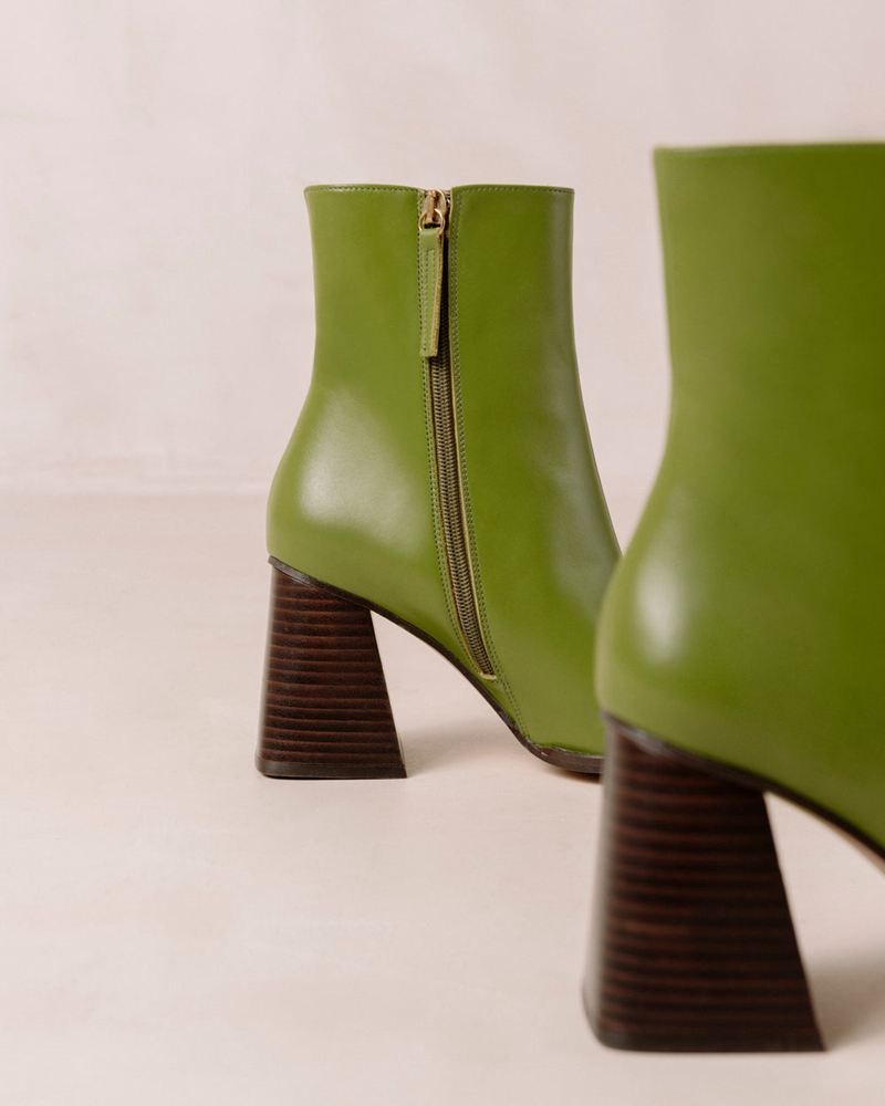 Bottines Alohas South Cuir Vert Femme | ROP-82954631