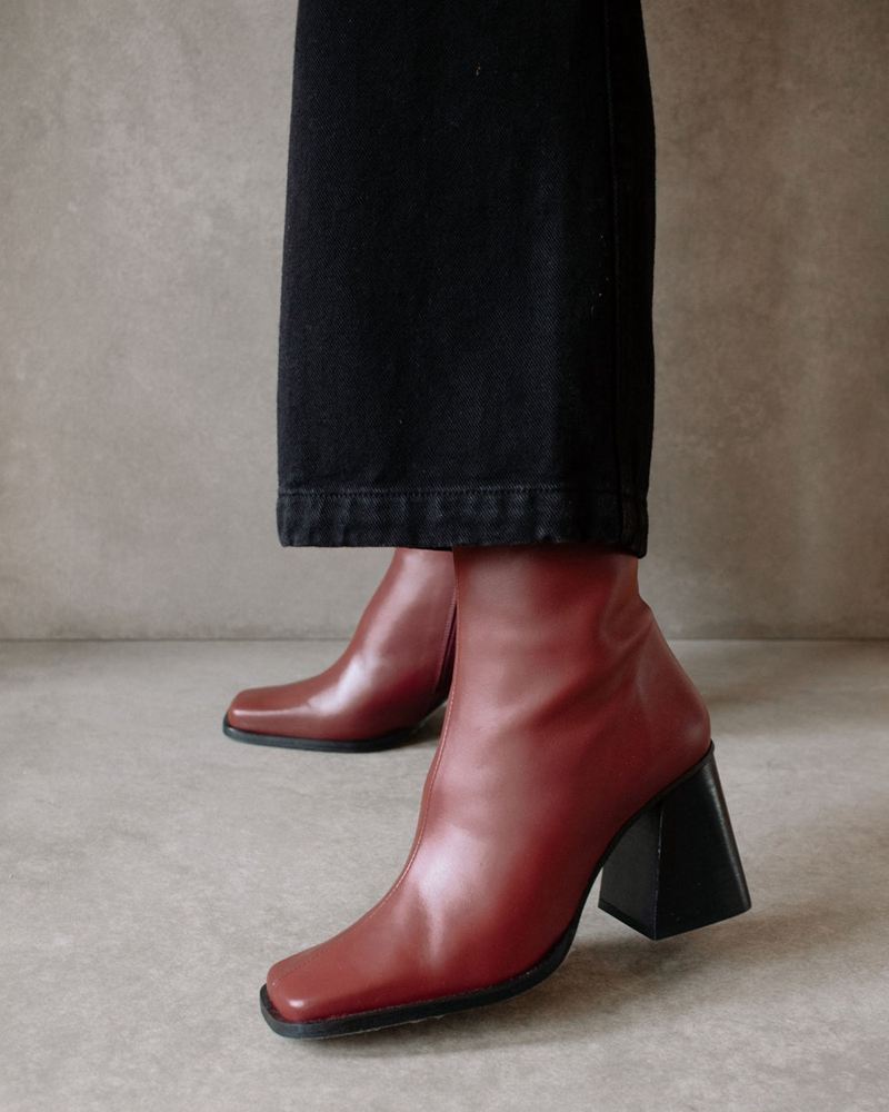 Bottines Alohas South Cuir Bordeaux Femme | CDD-93863279