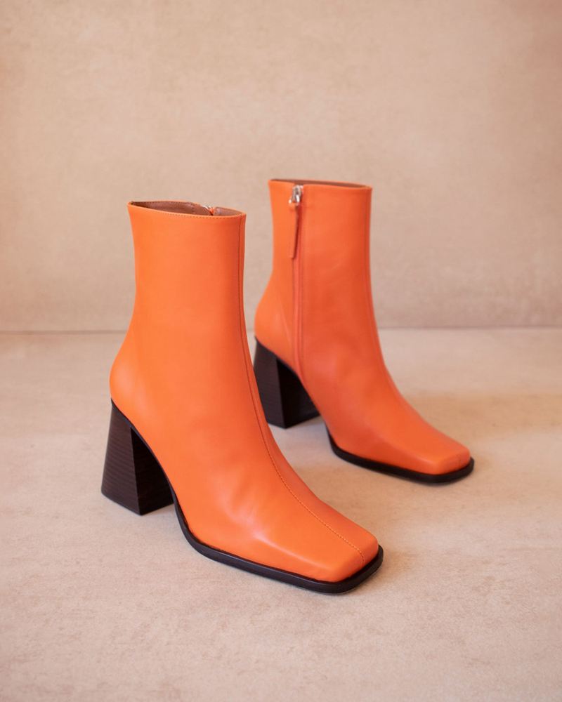 Bottines Alohas South Cuir Orange Femme | KNR-57717861