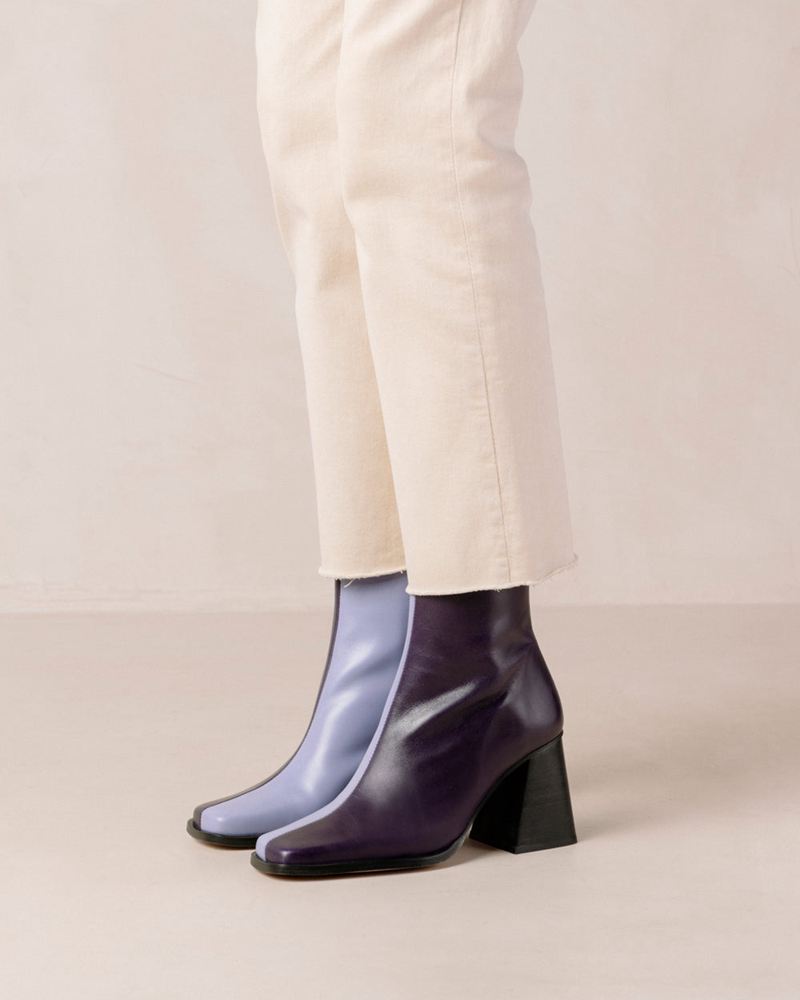 Bottines Alohas South Bicolor Cuir Violette Femme | EDD-25132792