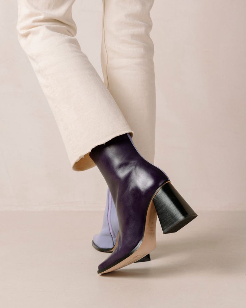 Bottines Alohas South Bicolor Cuir Violette Femme | EDD-25132792