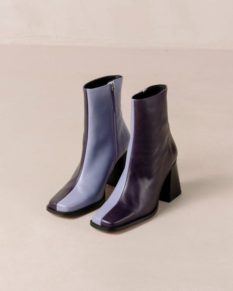 Bottines Alohas South Bicolor Cuir Violette Femme | EDD-25132792