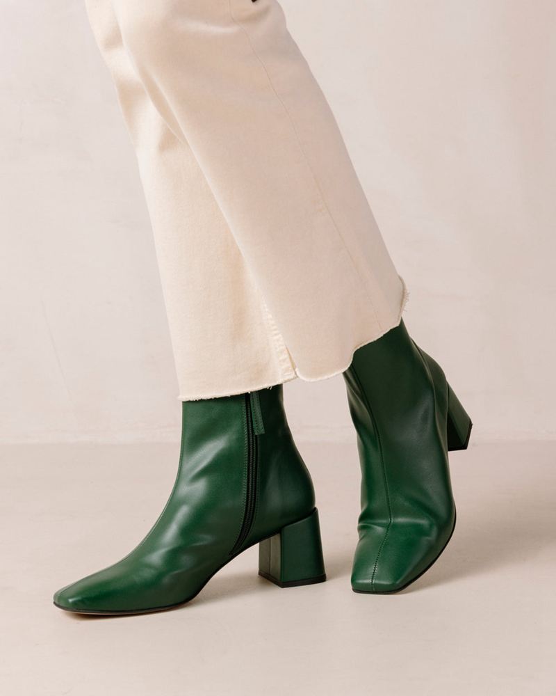 Bottines Alohas Watercolor Vegan Cuir Vert Femme | EEK-59264269