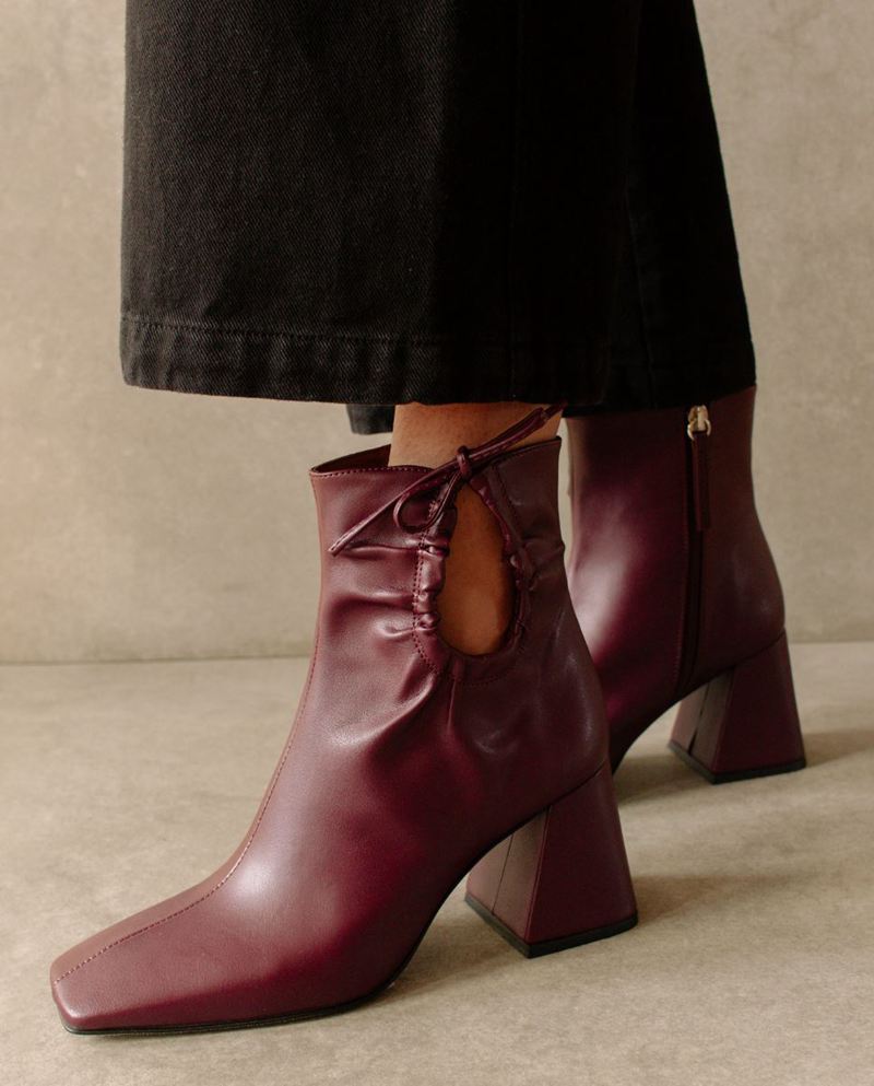 Bottines Alohas Pigment Vegan Cuir Bordeaux Femme | YPX-80571596