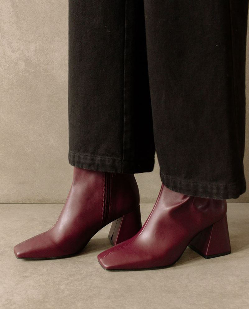 Bottines Alohas Pigment Vegan Cuir Bordeaux Femme | YPX-80571596