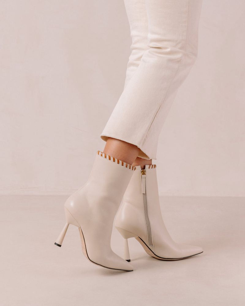 Bottines Alohas Leo Cuir Blanche Femme | LRQ-07227135