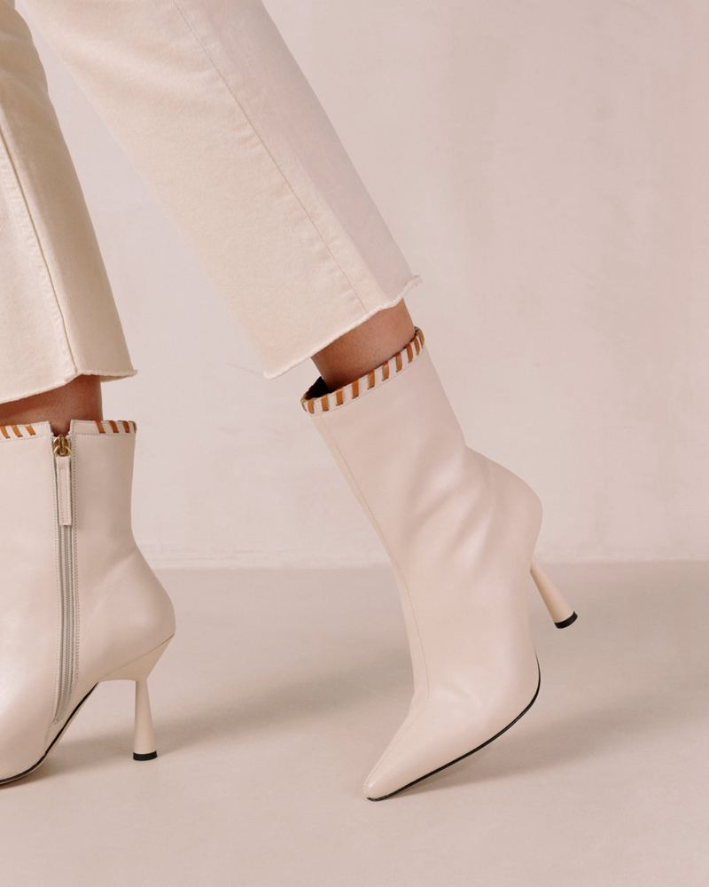 Bottines Alohas Leo Cuir Blanche Femme | LRQ-07227135