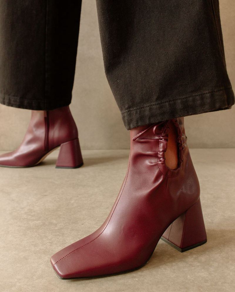 Bottines Alohas Pigment Vegan Cuir Bordeaux Femme | YPX-80571596