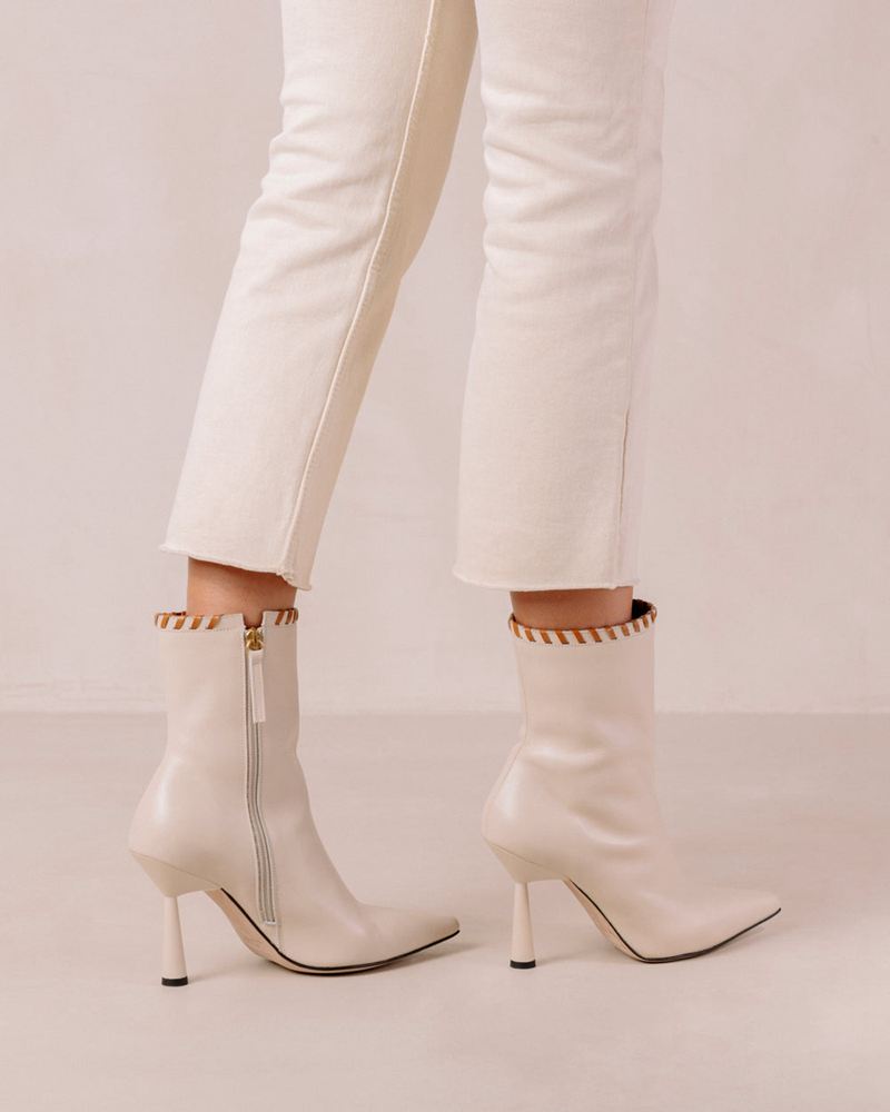 Bottines Alohas Leo Cuir Blanche Femme | LRQ-07227135