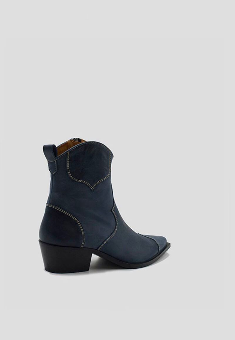 Bottines Alohas Buffalo Cuir Bleu Femme | OLU-25545068