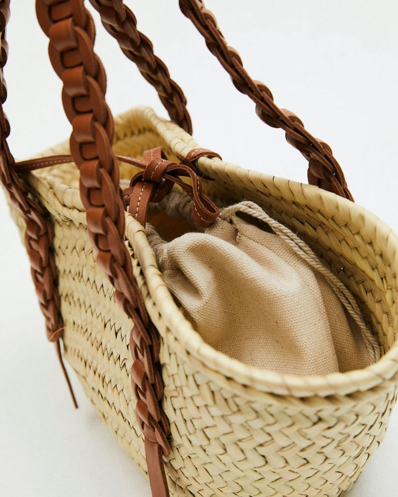 Sacs Alohas Woven Basket Beige Femme | EZZ-33890008