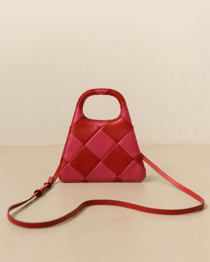 Sacs Alohas The A Scacchi Cuir Rouge Femme | KIB-00690830